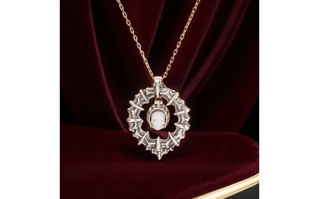 Vintage Pearl Skull Poison Box Necklace - Ivory White 55 5 Cm 23