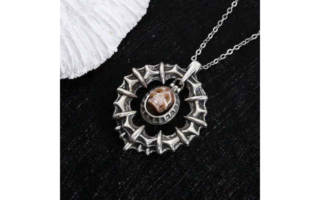 Vintage Pearl Skull Poison Box Necklace - Light Orchid 55 5 Cm 23