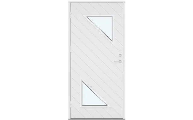 Outswing Panel Entry Doors Profiled Panel With Diagonal Lines And 2 Triangular Glass Sections