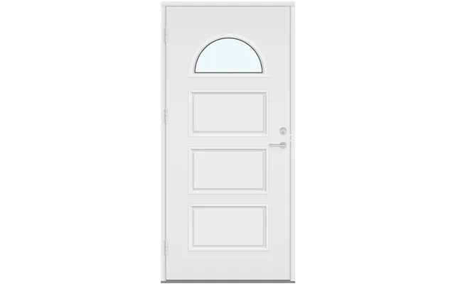 Outswing Panel Entry Doors Profiled Panel With Horizontal Rectangles And Half-round Glass