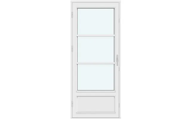 Single-panel Outswing Patio Doors 1 Door Leaf With Vertical Glass - 2 Horizontal Decorative Bars And A Panel