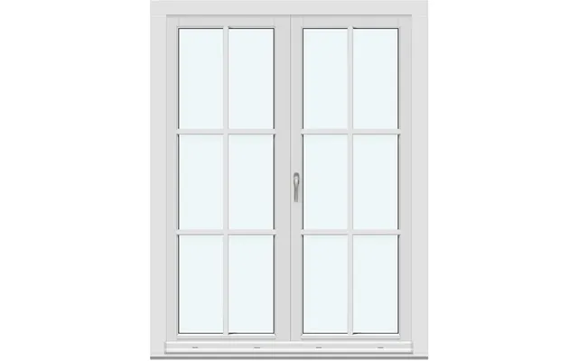 Two-panel Inswing Patio Doors 2 In-swing Door Leaves With 2 Horizontal And 1 Vertical Decorative Bar