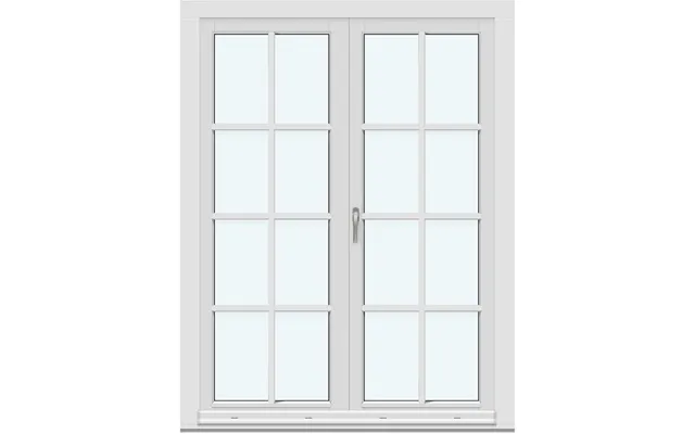 Two-panel Inswing Patio Doors 2 In-swing Door Leaves With 3 Horizontal And 1 Vertical Decorative Bar