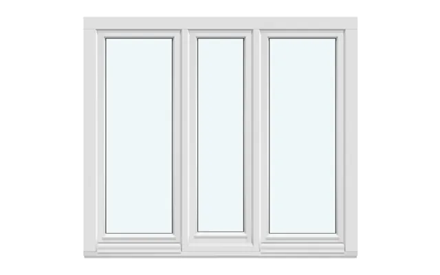 Two-sash Inward-opening Window 1 Fixed Glazed Section In The Center - 2 Sashes Without Decorative Bars