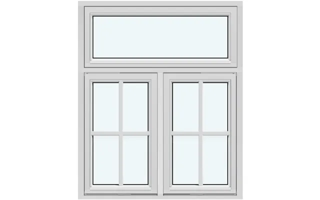 Two-sash Outward-opening Vertical Pivot Window 1 Fixed Glazed Section Without Decorative Bars 2 Sashes With 1 Horizontal
