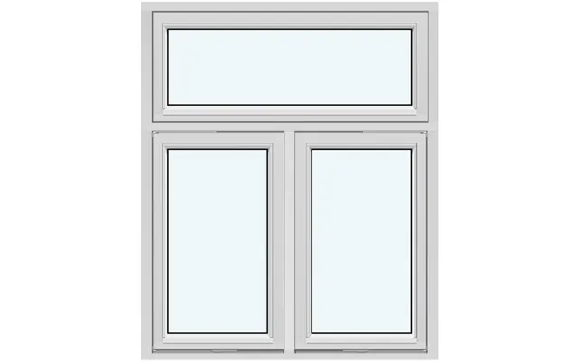 Two-sash Outward-opening Vertical Pivot Window 1 Fixed Glazed Section Without Decorative Bars 2 Sashes Without Decorativ