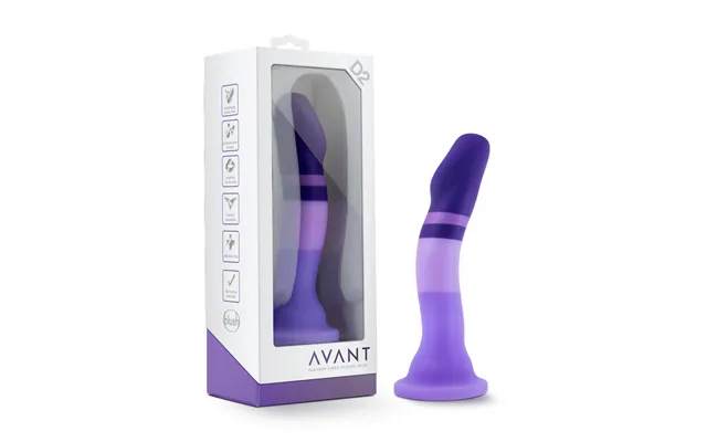 Avant By Blush Purple Rain D2 Artisan 7 Inch Curved G- Dildo With Suction Cup Base - Elegantly Made With Smooth Ultrasil