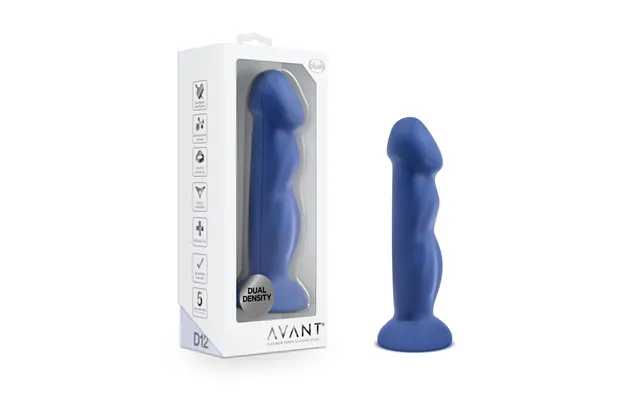 Avant By Blush Suko Indigo D12 Artisan 8 Inch Curved G- Dildo With Suction Cup Base - Elegantly Made With Smooth Ultrasi