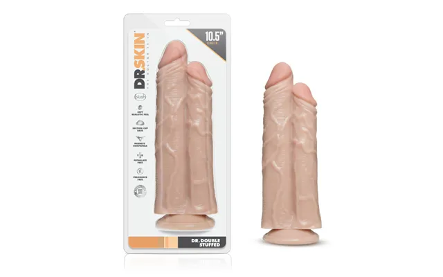 Dr. Skin By Blush Double Trouble Realistic Vanilla 10.5-inch Long Double Dildo With Suction Cup Base
