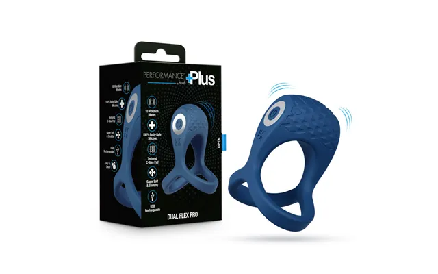 Performance Plus By Blush Dual Flex Pro Vibrating Cock Ring & Ball Strap Usb Rechargeable In Blue