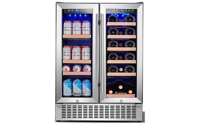 Aobosi 24 Inch Beverage And Wine Cooler Dual Zone 2-in-1 Hold 18 Bottles And 57 Cans Yc120-2d