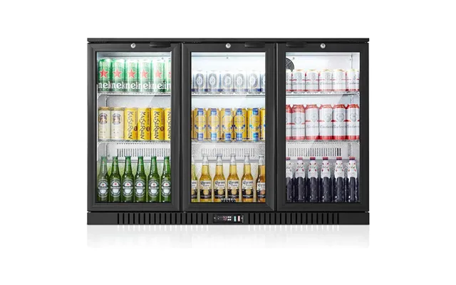Bodega Cooler 11.4 Cu.ft Display Bar Beverage Fridge With 3 Glass Doors - Black