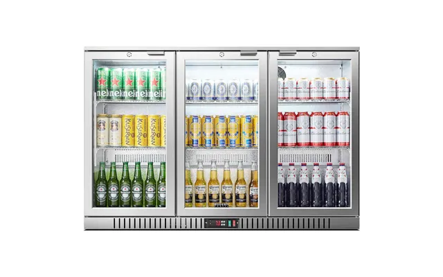 Bodega Cooler 11.4 Cu.ft Display Bar Beverage Fridge With 3 Glass Doors - Silver