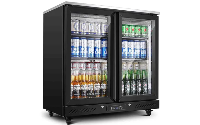 Bodegacooler Back Bar Cooler With 2 Glass Doors,7.7 Cu.ft Commercial Bar Beverage Refrigerator Under Counter Led Lightin