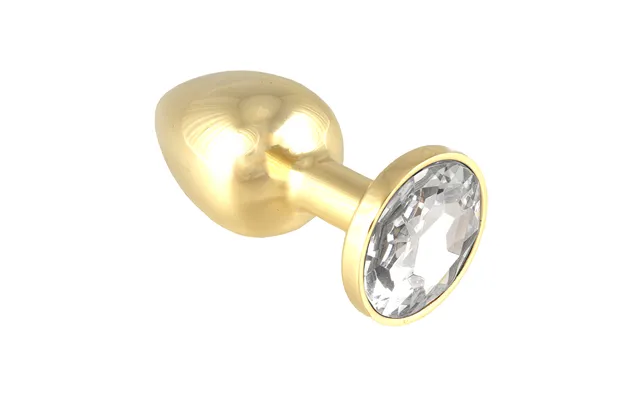 Gold Butt Plug With Clear Crystal