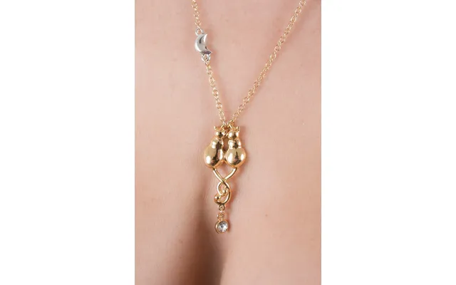 Kittens In Love - Gold Necklace With Entwined Kittens Pendant