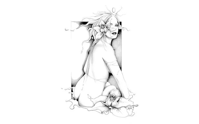 Orchid Woman Lithograph 30x40 Cm