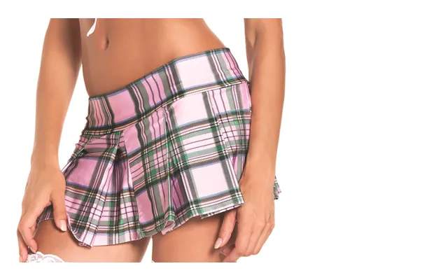 Pink Pleated School Girl Skirt - Medium Large