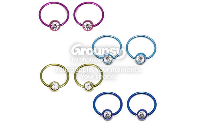 16ga Anodized Titanium Captive Bead Ring With Press-fit Gem Ball - Sold In Pairs