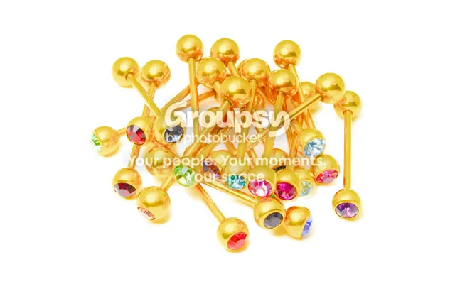 20 Pack Of 14ga Single Jeweled Barbells - Assorted Colors