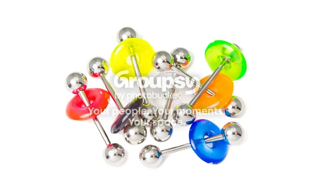 6 Pack 14ga Tongue Bars With French Tickler Silicone Ends - Assorted Colors