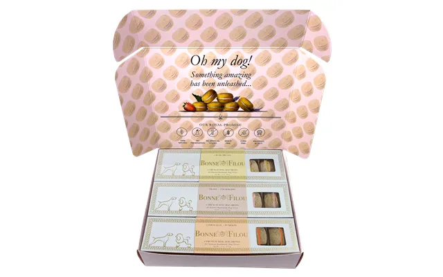 Dog Macaron Combo Gift Box 18 French Dog Macarons - Creme Brulee Strawberry Pumpkin