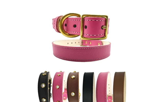 Plain Leather Dog Collar - No Crystal Small Bright Pink