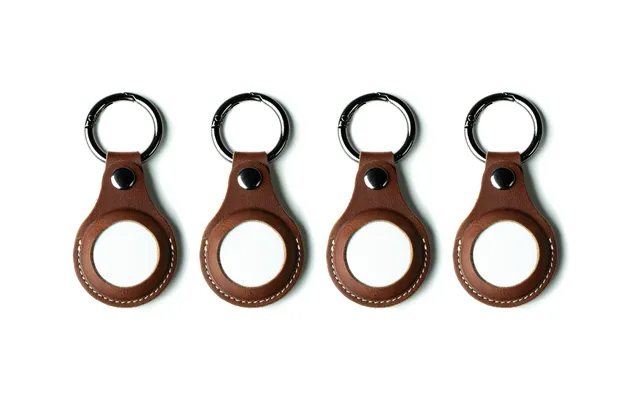 Leather Airtag Keychain - Light Mahogany 4-pack