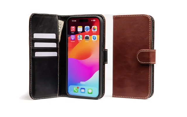Modern Pocket Book Wallet Case For Iphone 14 Pro Max - Mahogany