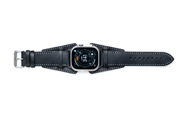 Slim Logan Leather Cuff - Onyx Black Stainless Steel