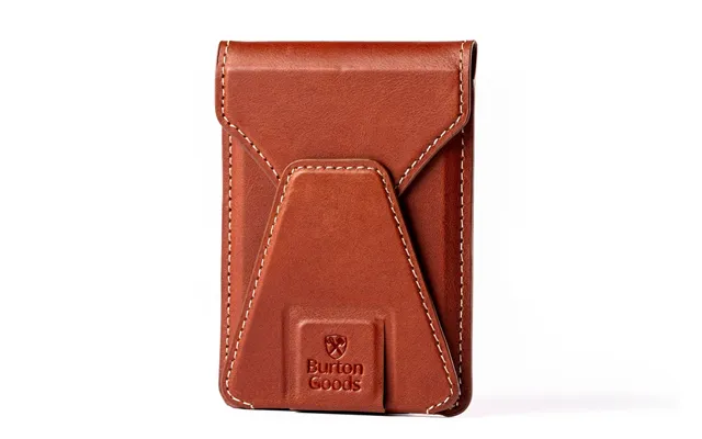 Slim Magsafe Leather Wallet Stand - Deep Amber