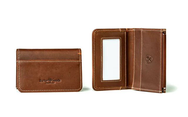 Ultra Compact Bi-fold Leather Wallet - Light Mahogany