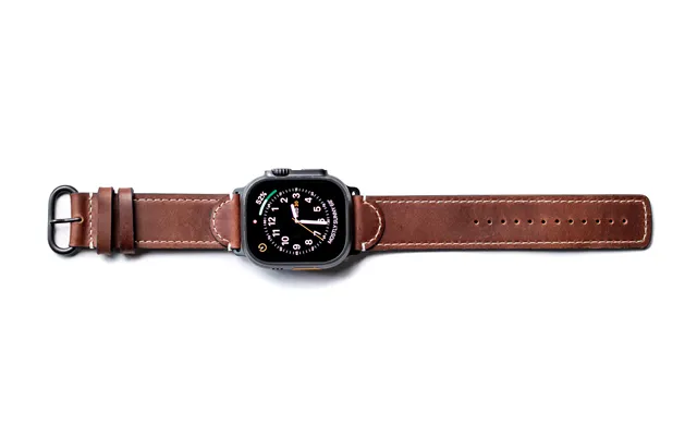 Ultra Leather Band For Apple Watch - Mahogany Black Steel