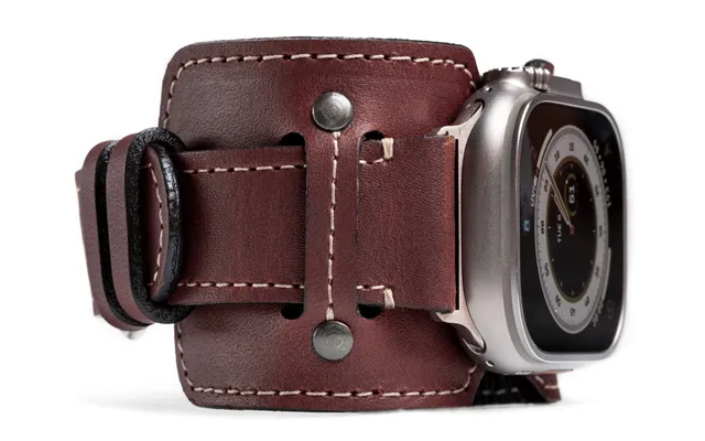 Vintage Leather Cuff For Apple Watch - Mahogany Titanium