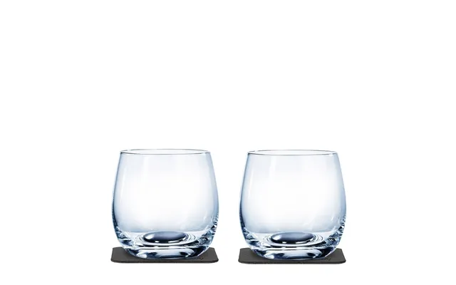 Silwy Magnetic Crystal Whisky Tumblers With Nano-gel Coasters 250ml - Luxury Set Of 2