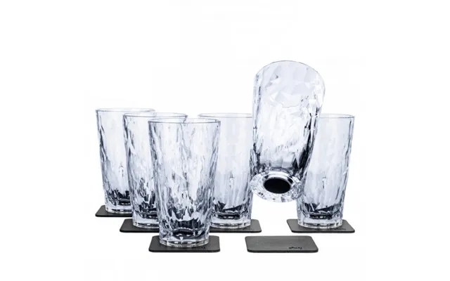 Silwy Magnetic Plastic Longdrink Glasses With Nano-gel Coasters - Set Of 6