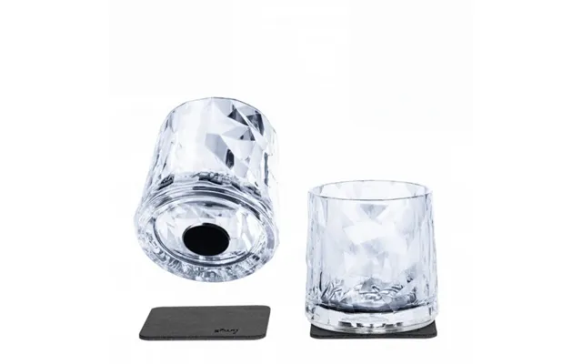 Silwy Magnetic Plastic Tumbler Glasses With Nano-gel Coasters - Set Of 2