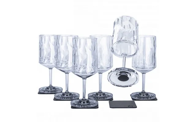 Silwy Magnetic Plastic Wine Glasses With Nano-gel Coasters - Set Of 6