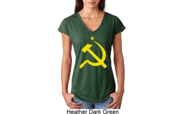 Yellow Hammer And Sickle Ladies Tri Blend V-neck Shirt