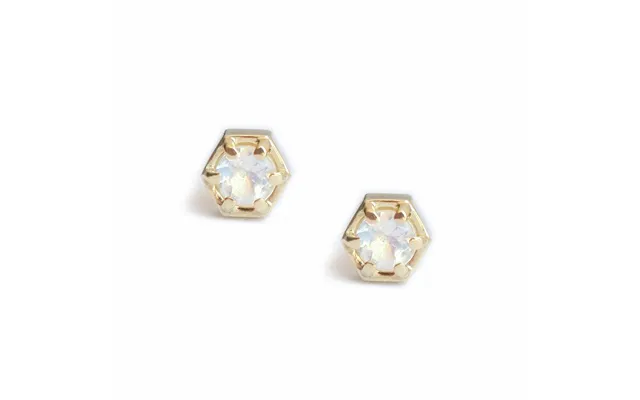 Moonstone Stud Earrings, Moonstone Earrings - 14k Rose Gold