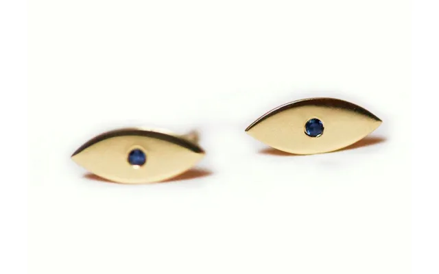 Stephanie Evil Eye Sapphire Stud Earrings - 14k White Gold