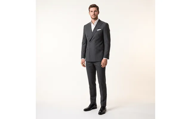Ceehuteey Double Breasted 2 Pieces Men’s Suit Slim Fit Flat Peak Lapel Tuxedos Blazer Pants - Grey 34r