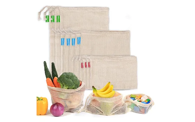 100% Organic Cotton Mesh Produce Bags - 3 Pack