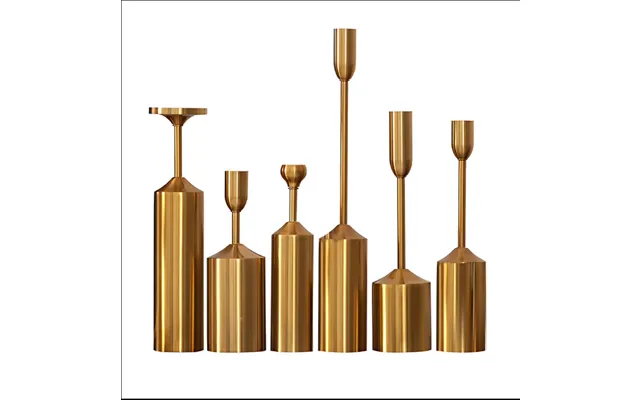 Anydeco 6pc Luxury Gold Metal Metal Candle Holder Sculpture For Living Room - House Display & Elegant Crafts Ornaments