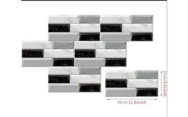 Anydeco Wallpaper Black Light Gray 6 Pcs Waterproof Self Adhesive Removable Diy Modern Marble Tile Wall Sticker Home Dec