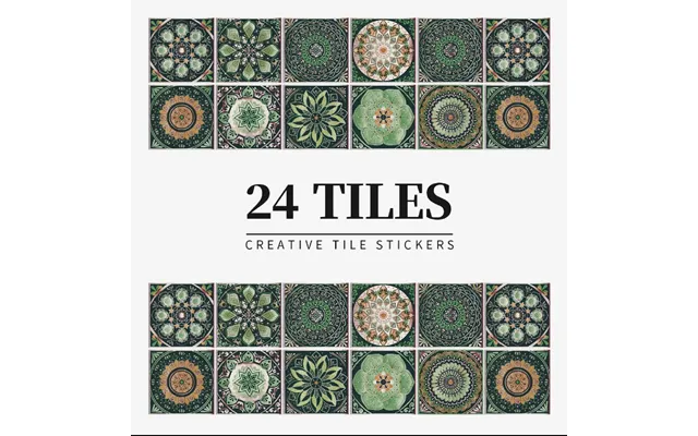 Anydeco Wallpaper Green 10cmx10cm 24 Pcs Modern Retro Style Pvc Tile Stickers Waterproof Self Adhesive Wall Home Decor