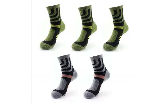 Anyfootwear 5 Pairs One Size 5-11 Green Grey Cotton Compression Trekking With Formal Work Male Socks Meia Contrast Color