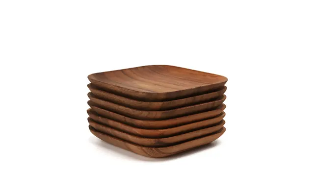 Anygleam Brown 2pcs Square Wooden Plate Serving Tray Food Kitchen Tableware