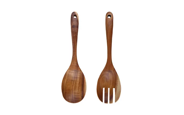 Anygleam Brown Wooden Spoon And Fork Set 2pcs Tableware