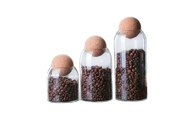 Anygleam Condiments Container 3pcs Glass Jar Storage With Cork Ball Lids Canister